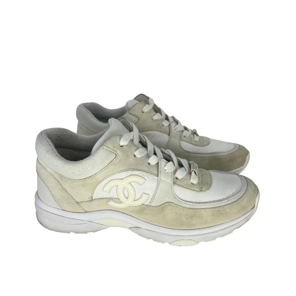 Chanel 2020 CC Logo Mixed Media Suede Leather Chunky Sneakers Size 41